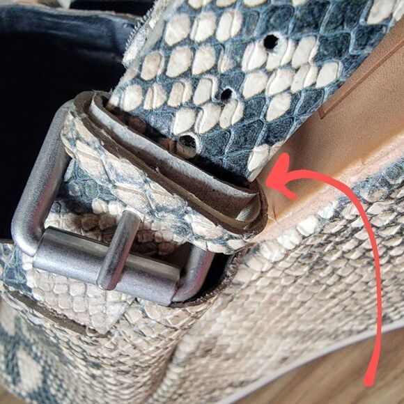 DV Dolce Vita Shan Platform Slingback Peep Toe Leather Sneaker Mule in Snake - Picture 6 of 10